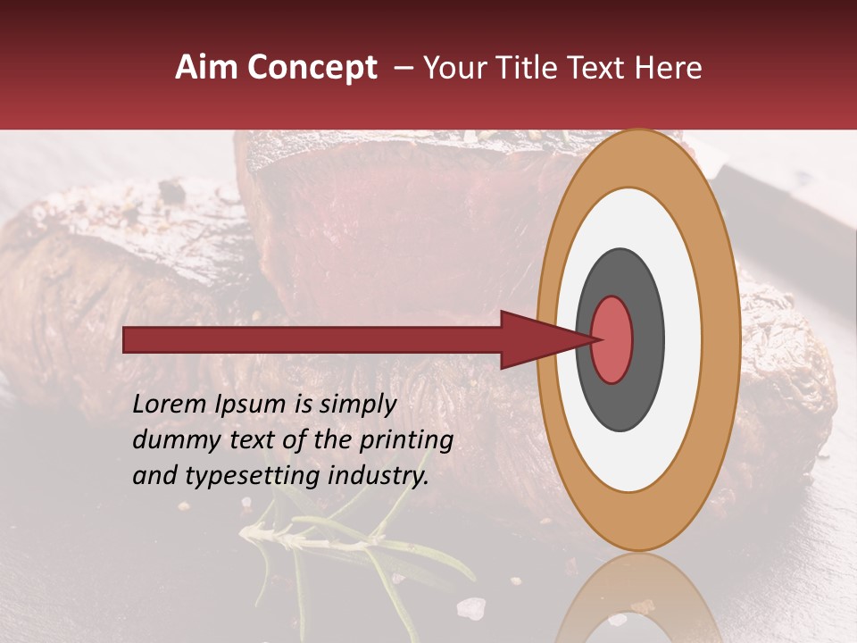 A Piece Of Steak On A Table With A Knife PowerPoint Template