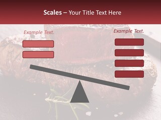 A Piece Of Steak On A Table With A Knife PowerPoint Template