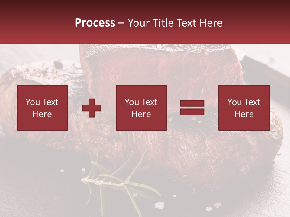 A Piece Of Steak On A Table With A Knife PowerPoint Template