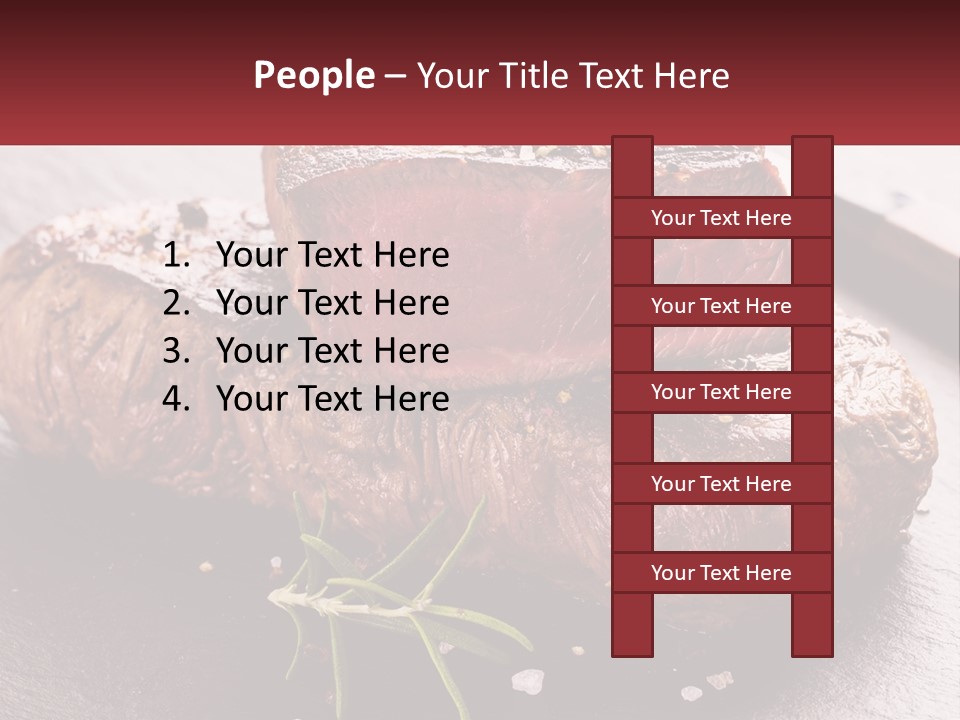 A Piece Of Steak On A Table With A Knife PowerPoint Template