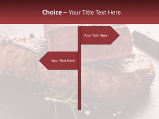 A Piece Of Steak On A Table With A Knife PowerPoint Template