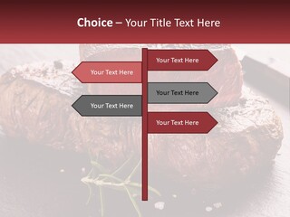 A Piece Of Steak On A Table With A Knife PowerPoint Template