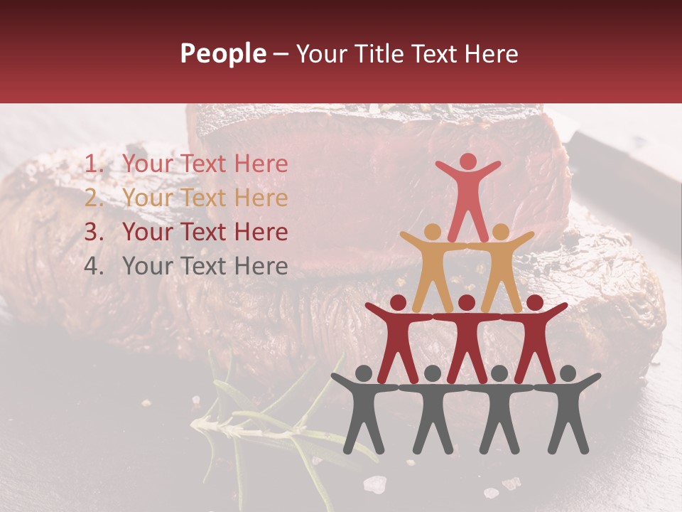 A Piece Of Steak On A Table With A Knife PowerPoint Template