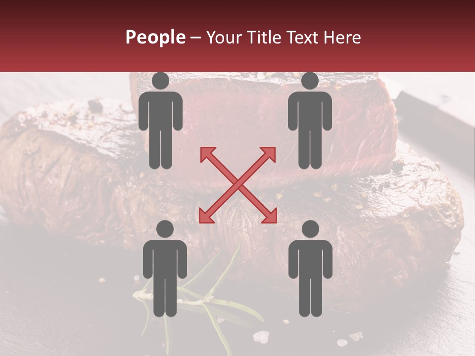 A Piece Of Steak On A Table With A Knife PowerPoint Template