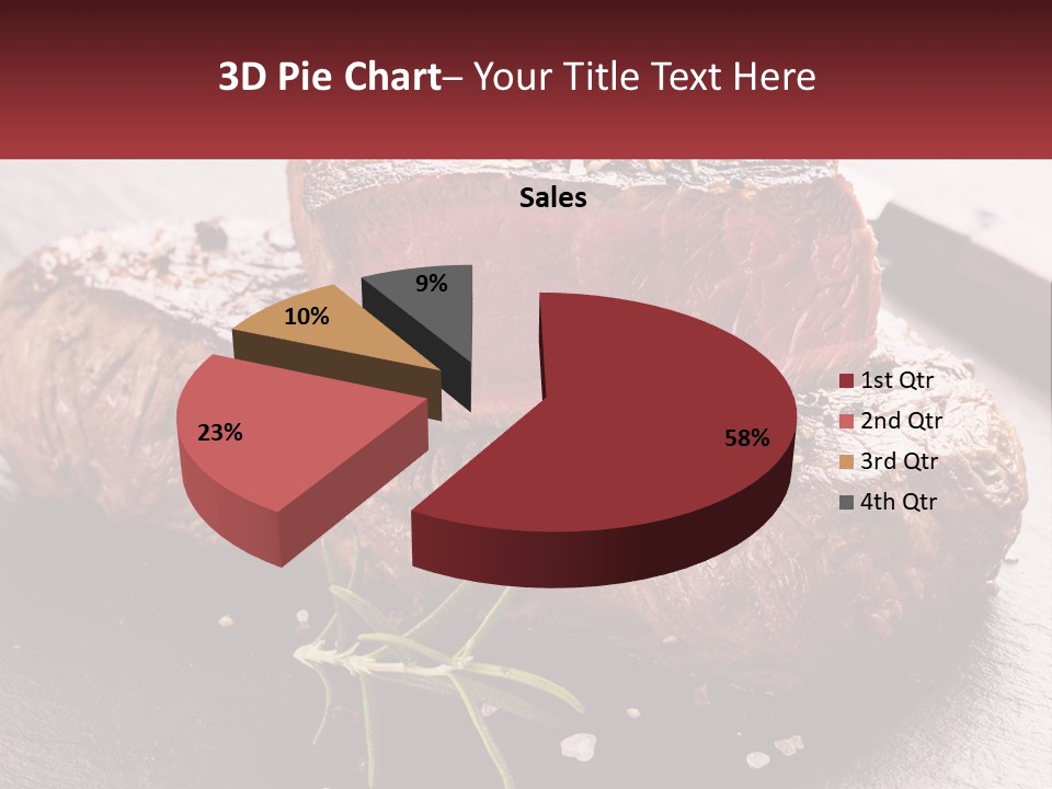 A Piece Of Steak On A Table With A Knife PowerPoint Template