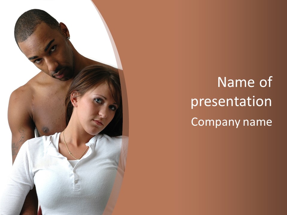 A Man And A Woman Standing Next To Each Other PowerPoint Template