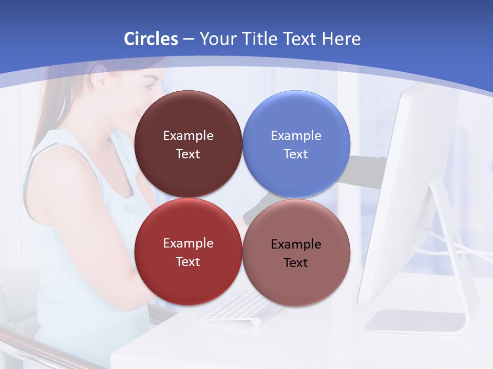 A Woman Is Putting A Shoe On A Computer Screen PowerPoint Template