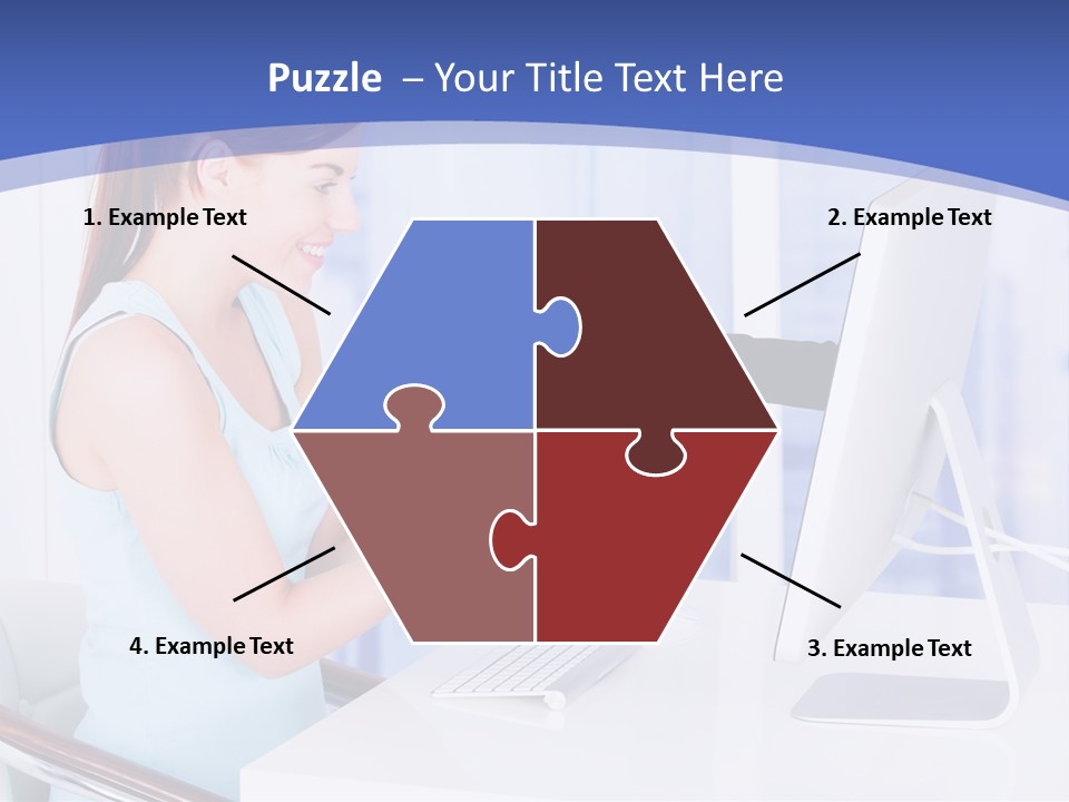 A Woman Is Putting A Shoe On A Computer Screen PowerPoint Template