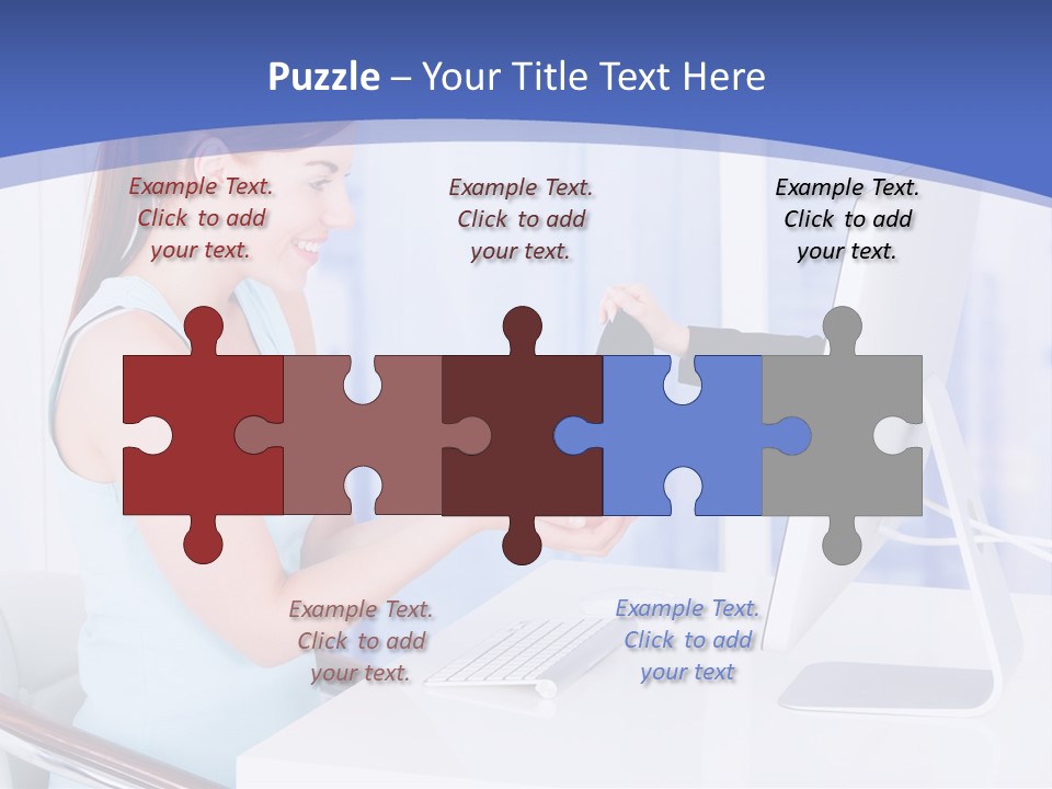 A Woman Is Putting A Shoe On A Computer Screen PowerPoint Template