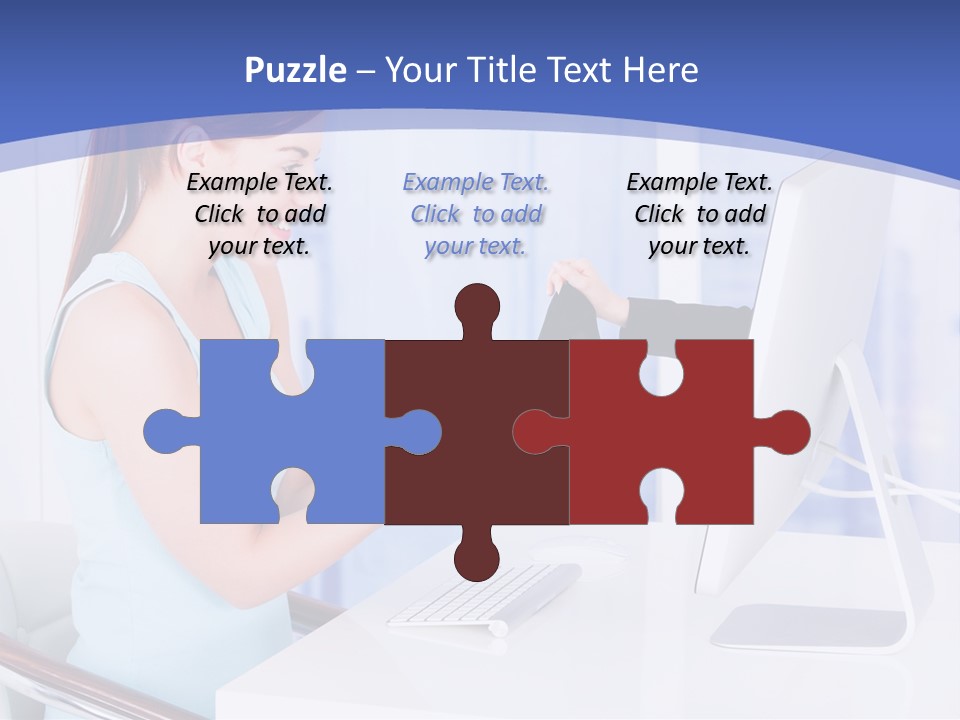 A Woman Is Putting A Shoe On A Computer Screen PowerPoint Template