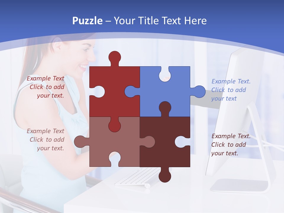 A Woman Is Putting A Shoe On A Computer Screen PowerPoint Template