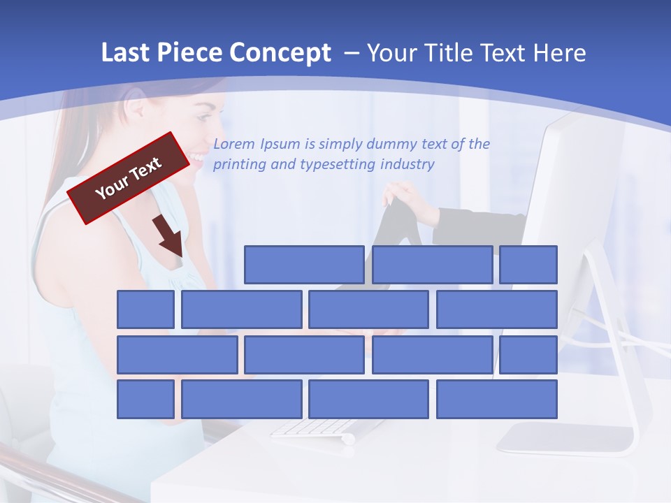A Woman Is Putting A Shoe On A Computer Screen PowerPoint Template