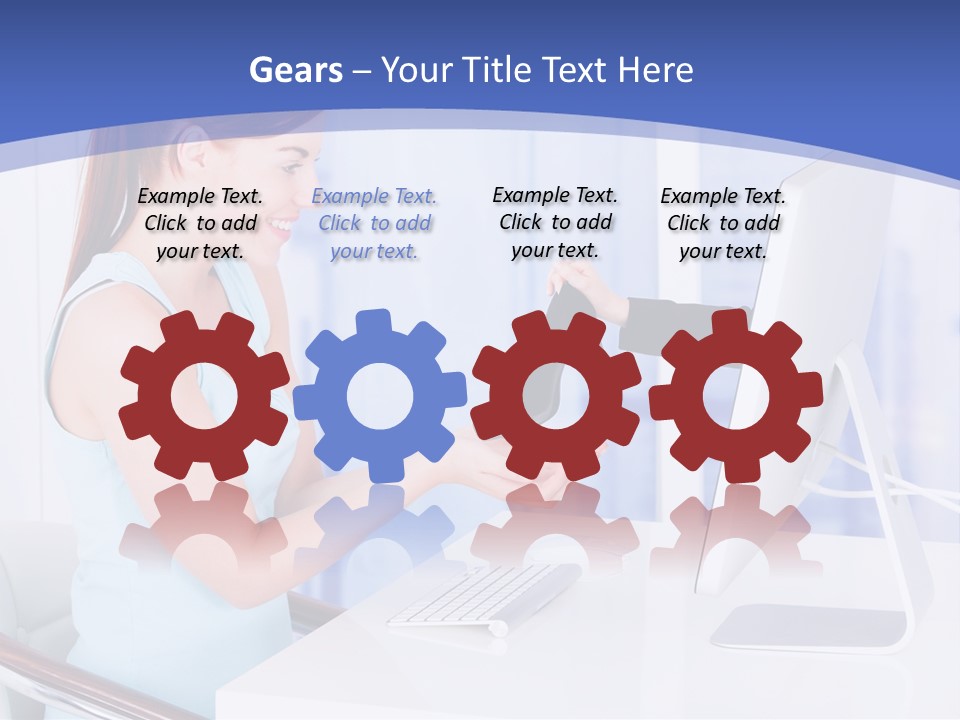 A Woman Is Putting A Shoe On A Computer Screen PowerPoint Template