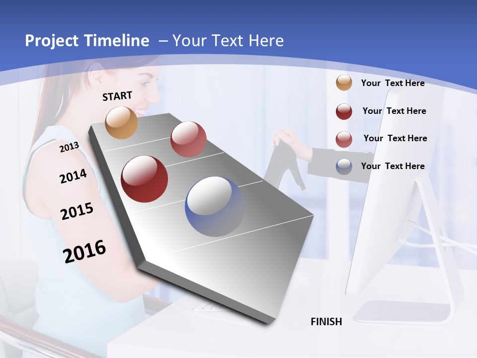 A Woman Is Putting A Shoe On A Computer Screen PowerPoint Template