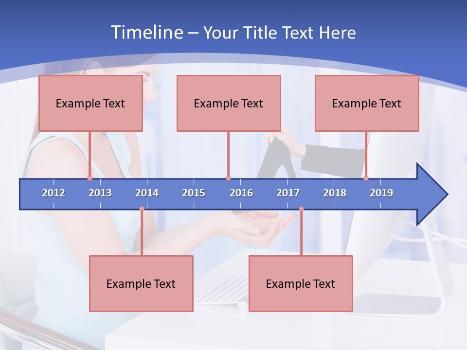 A Woman Is Putting A Shoe On A Computer Screen PowerPoint Template