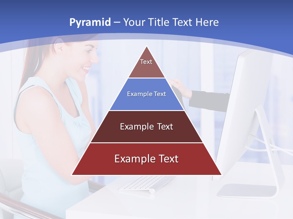 A Woman Is Putting A Shoe On A Computer Screen PowerPoint Template