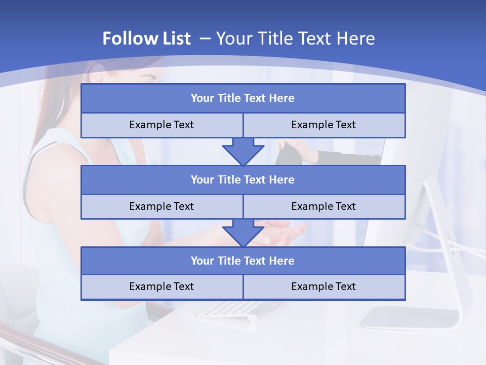 A Woman Is Putting A Shoe On A Computer Screen PowerPoint Template