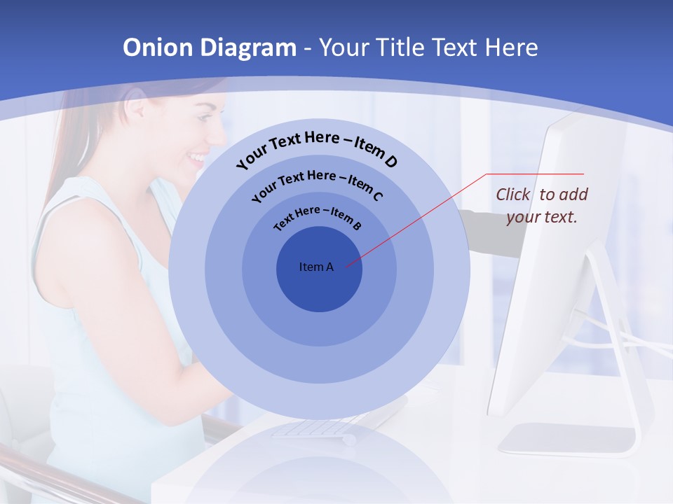 A Woman Is Putting A Shoe On A Computer Screen PowerPoint Template