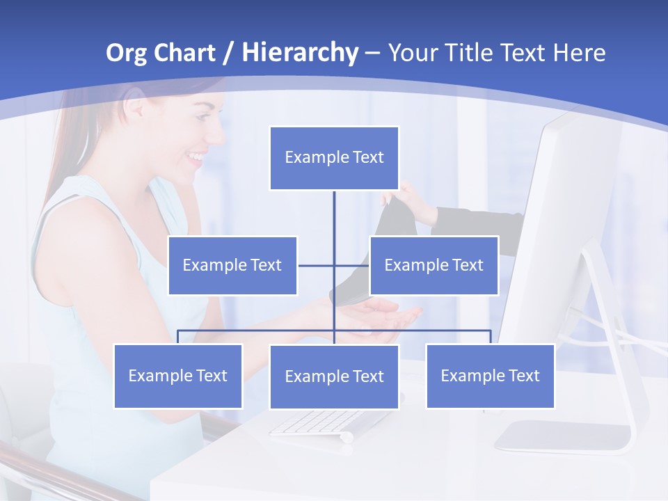 A Woman Is Putting A Shoe On A Computer Screen PowerPoint Template