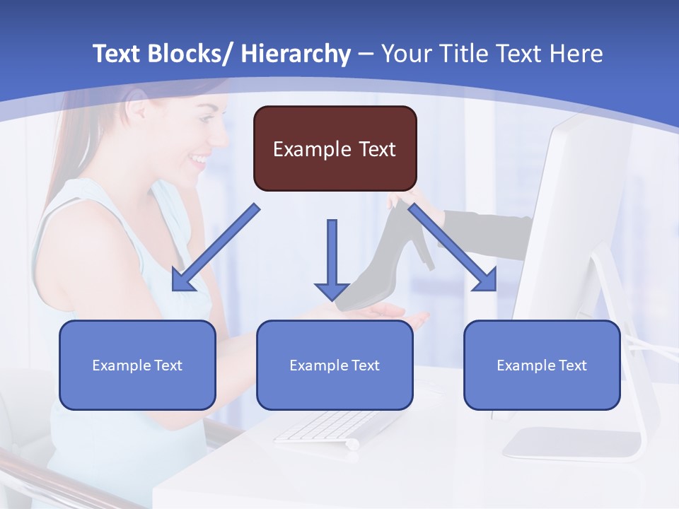 A Woman Is Putting A Shoe On A Computer Screen PowerPoint Template