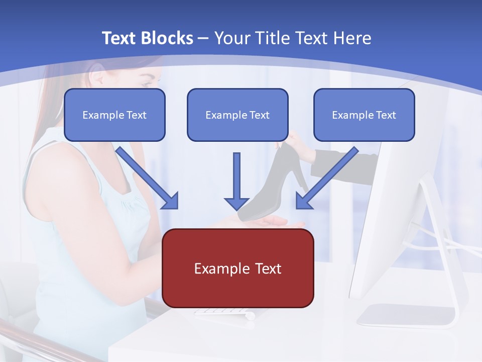 A Woman Is Putting A Shoe On A Computer Screen PowerPoint Template