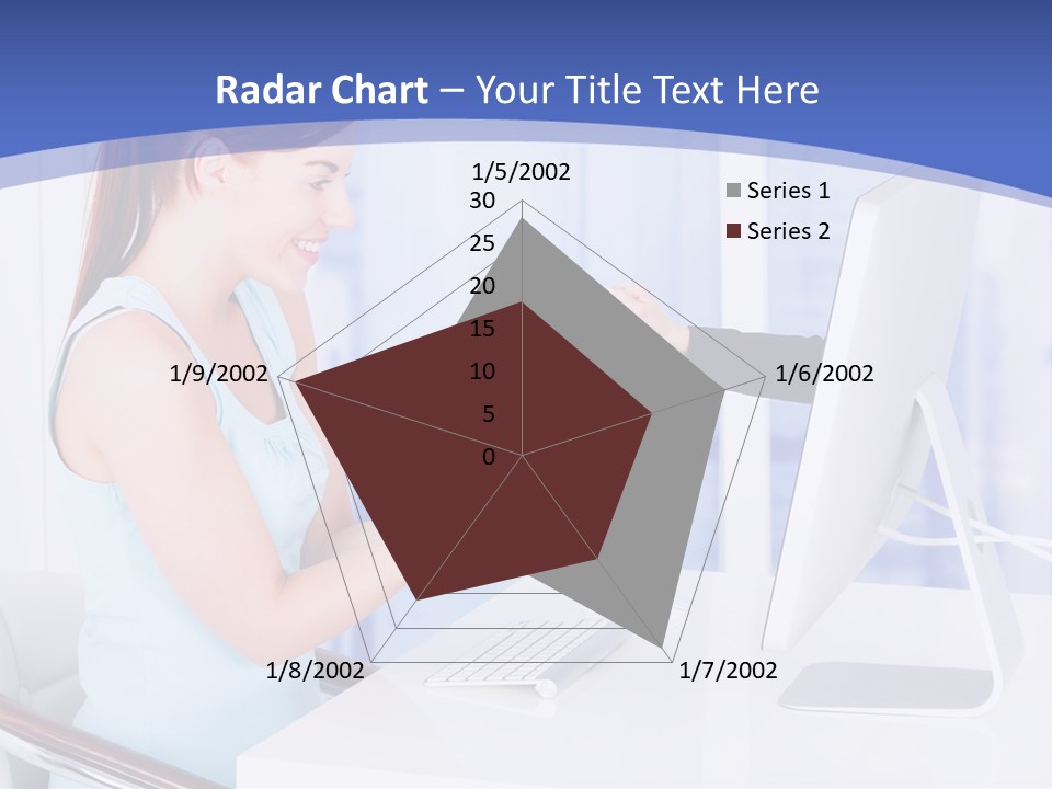 A Woman Is Putting A Shoe On A Computer Screen PowerPoint Template