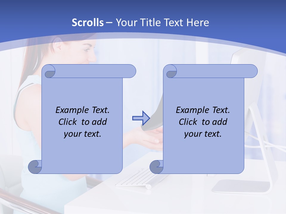 A Woman Is Putting A Shoe On A Computer Screen PowerPoint Template