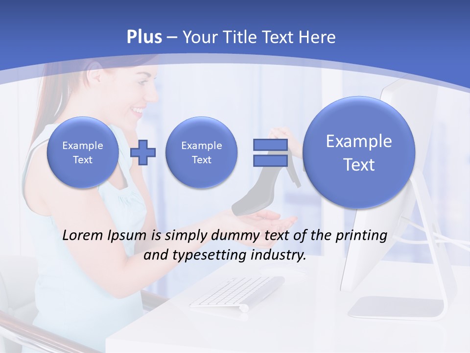 A Woman Is Putting A Shoe On A Computer Screen PowerPoint Template