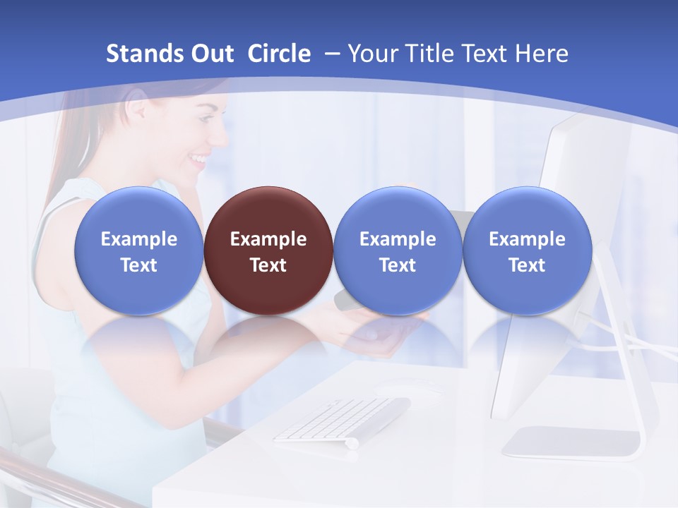 A Woman Is Putting A Shoe On A Computer Screen PowerPoint Template