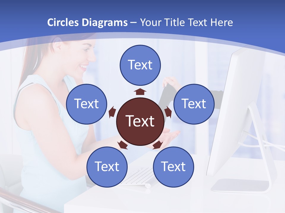 A Woman Is Putting A Shoe On A Computer Screen PowerPoint Template