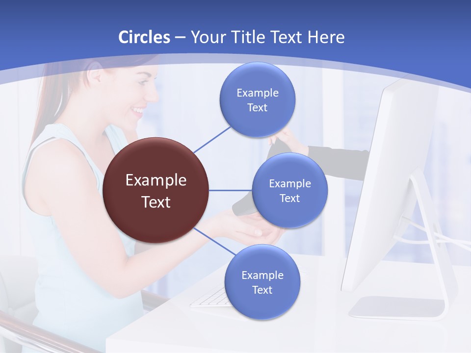 A Woman Is Putting A Shoe On A Computer Screen PowerPoint Template