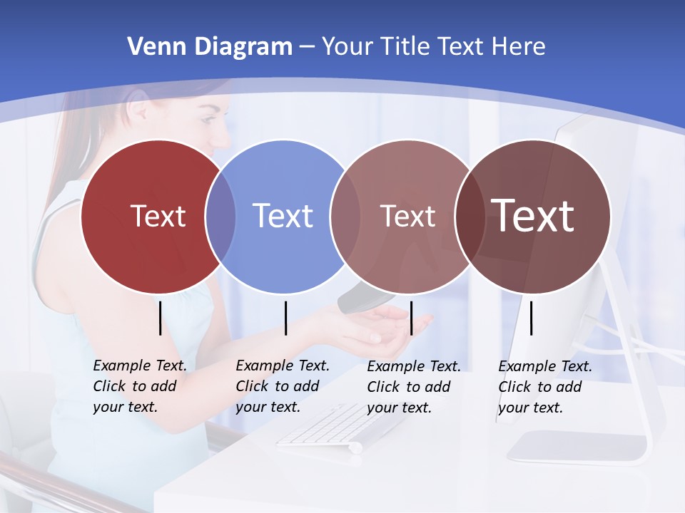 A Woman Is Putting A Shoe On A Computer Screen PowerPoint Template