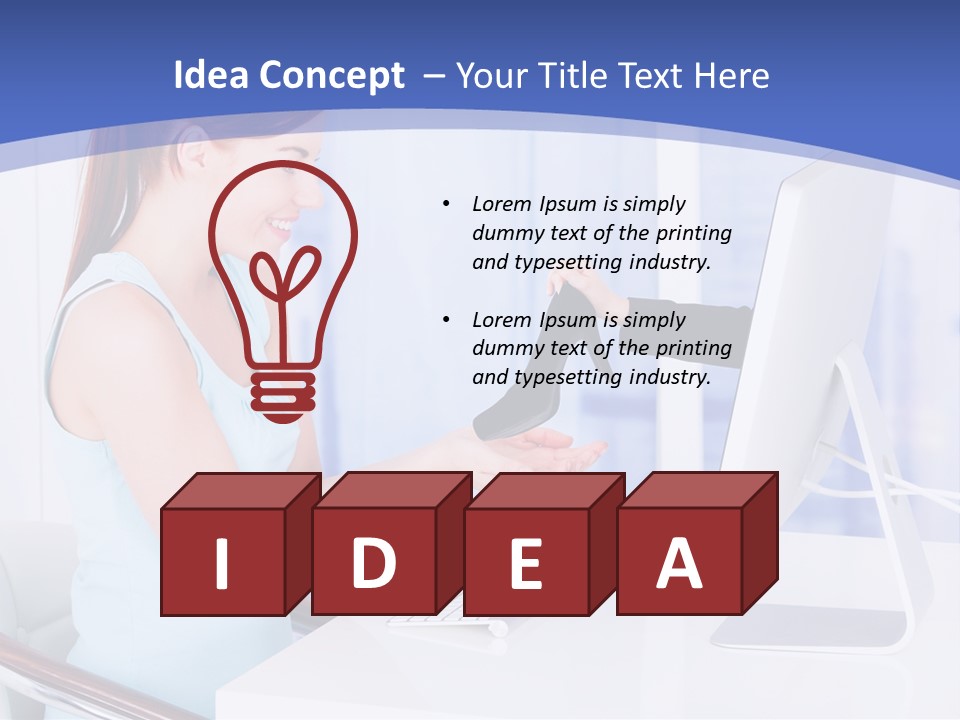 A Woman Is Putting A Shoe On A Computer Screen PowerPoint Template