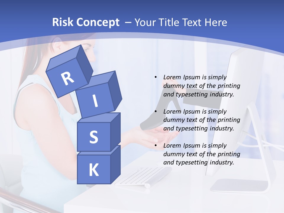 A Woman Is Putting A Shoe On A Computer Screen PowerPoint Template