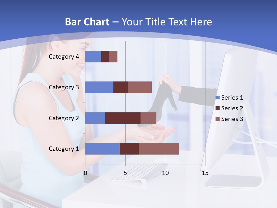 A Woman Is Putting A Shoe On A Computer Screen PowerPoint Template