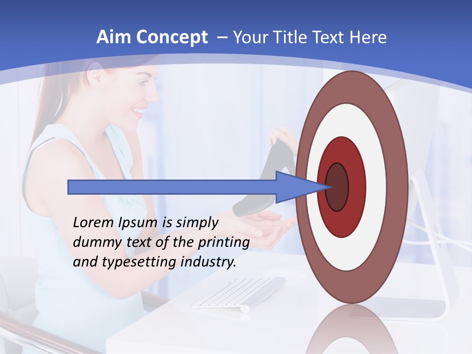 A Woman Is Putting A Shoe On A Computer Screen PowerPoint Template