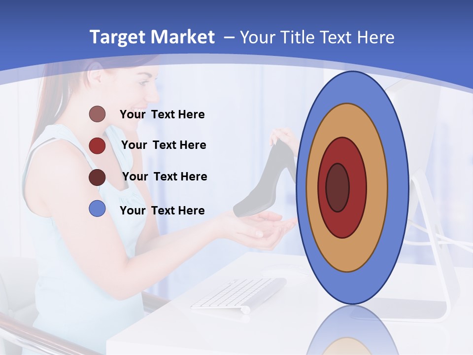 A Woman Is Putting A Shoe On A Computer Screen PowerPoint Template