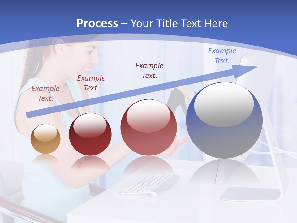 A Woman Is Putting A Shoe On A Computer Screen PowerPoint Template