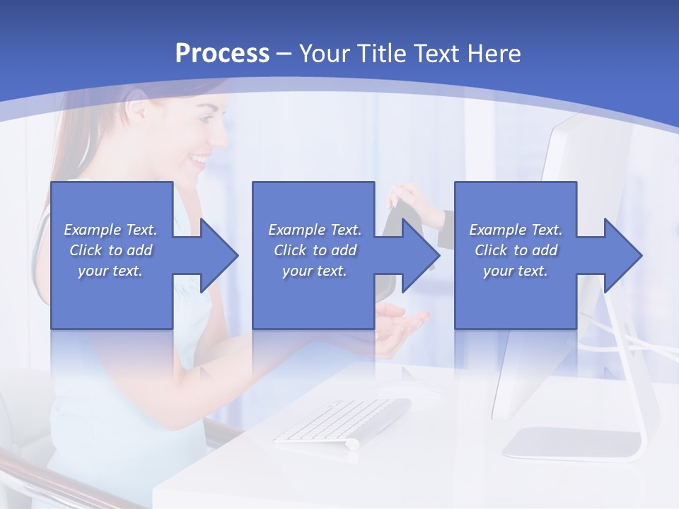 A Woman Is Putting A Shoe On A Computer Screen PowerPoint Template