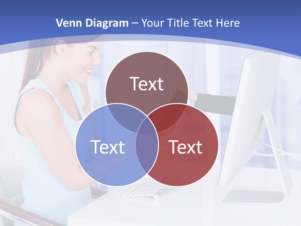 A Woman Is Putting A Shoe On A Computer Screen PowerPoint Template