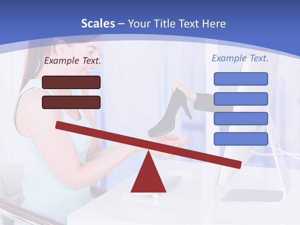 A Woman Is Putting A Shoe On A Computer Screen PowerPoint Template