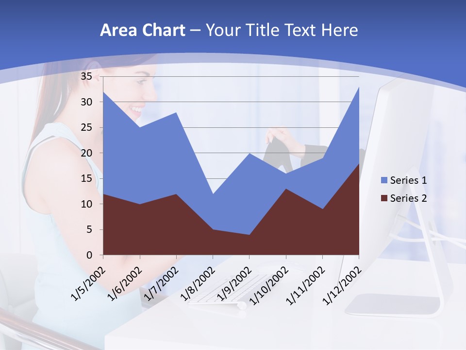 A Woman Is Putting A Shoe On A Computer Screen PowerPoint Template
