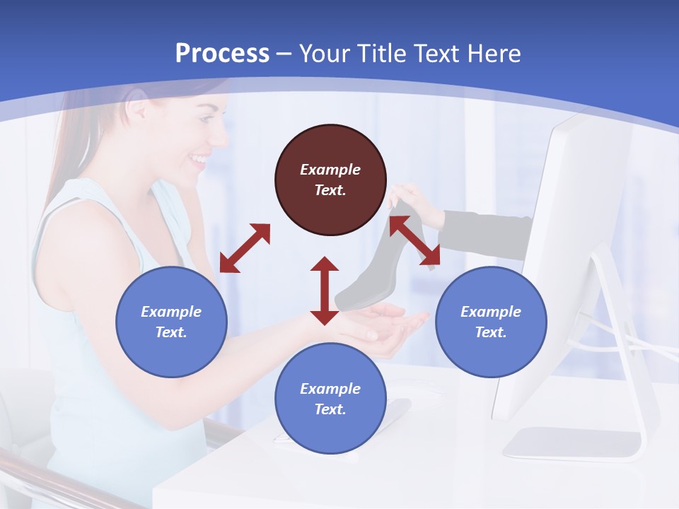 A Woman Is Putting A Shoe On A Computer Screen PowerPoint Template