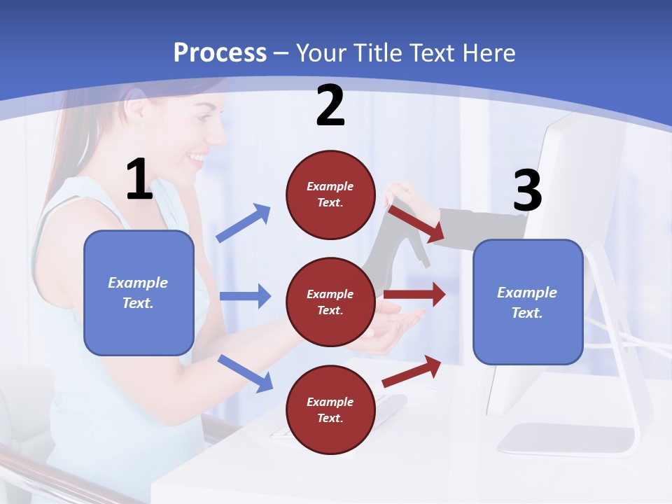 A Woman Is Putting A Shoe On A Computer Screen PowerPoint Template