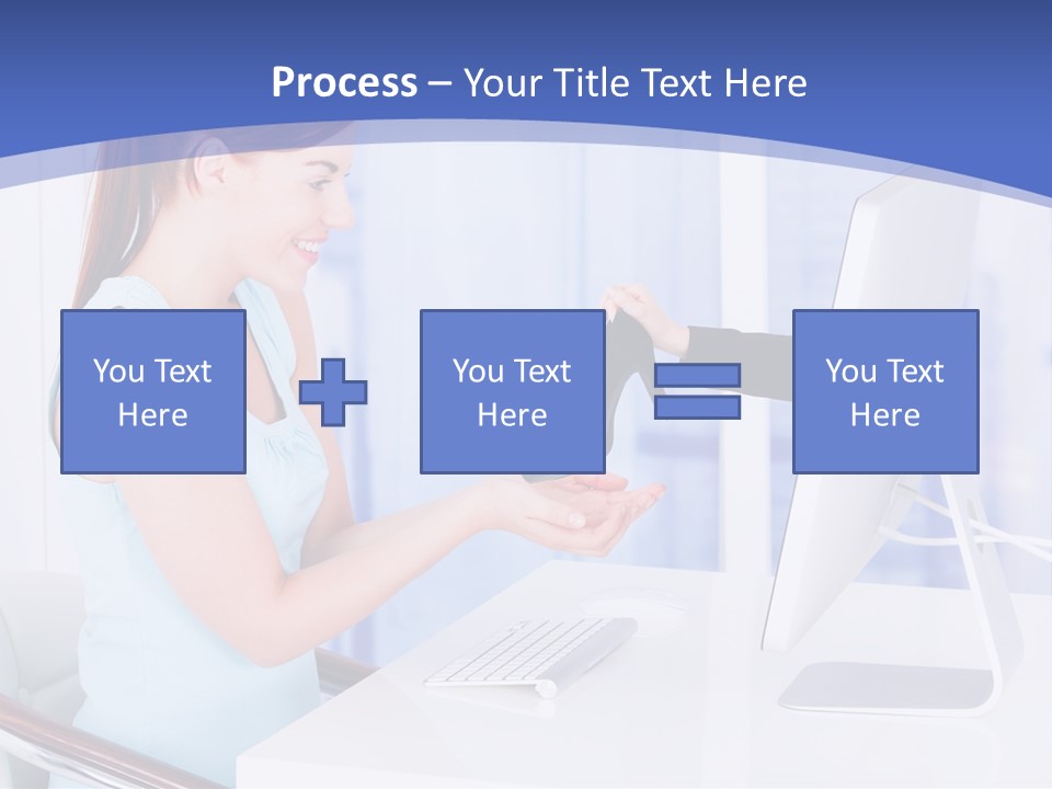 A Woman Is Putting A Shoe On A Computer Screen PowerPoint Template