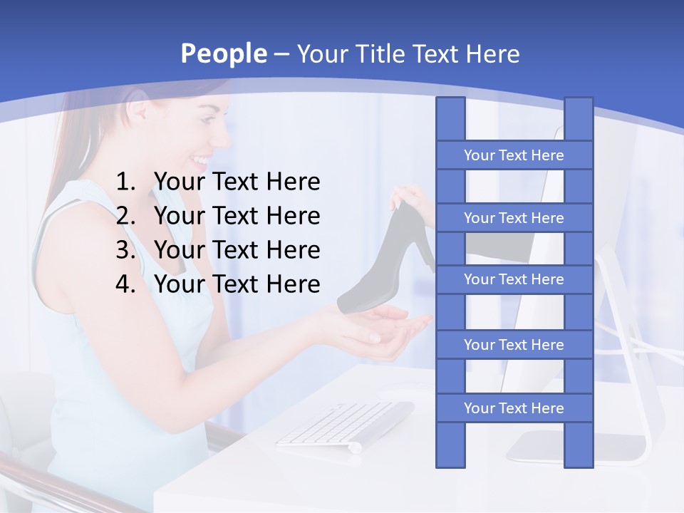 A Woman Is Putting A Shoe On A Computer Screen PowerPoint Template