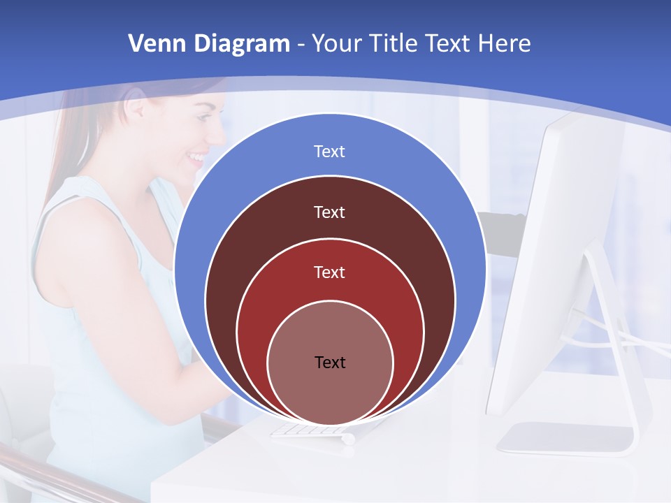 A Woman Is Putting A Shoe On A Computer Screen PowerPoint Template