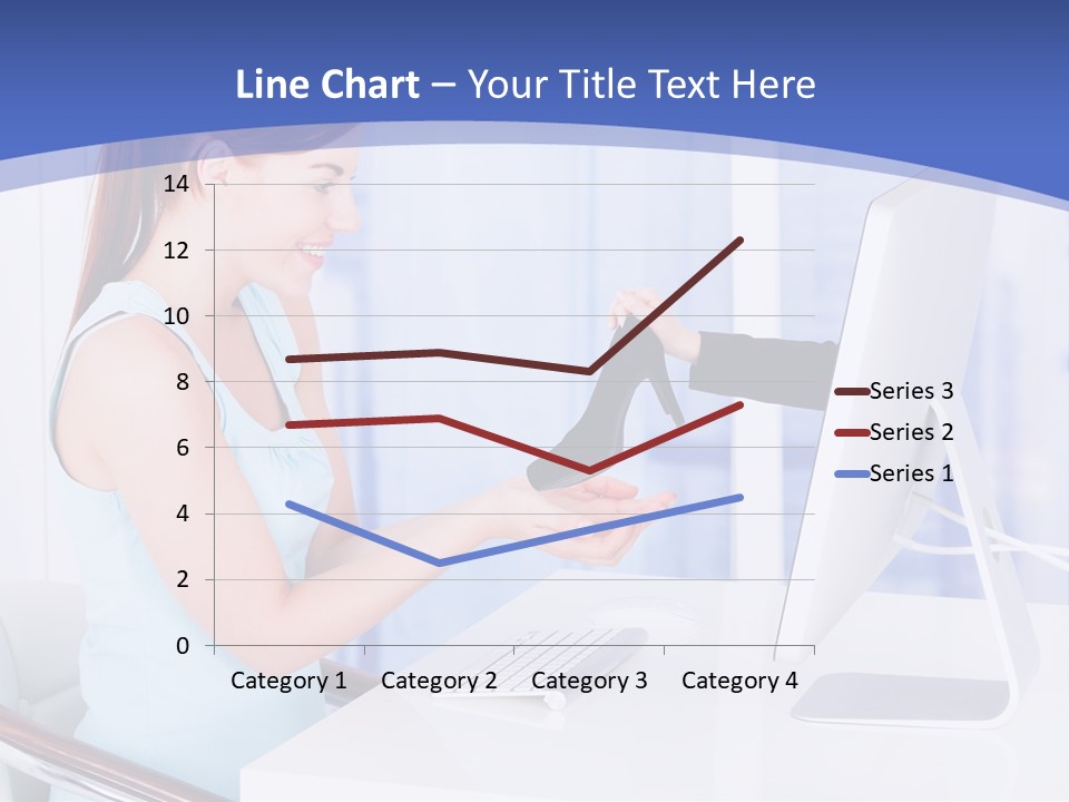 A Woman Is Putting A Shoe On A Computer Screen PowerPoint Template