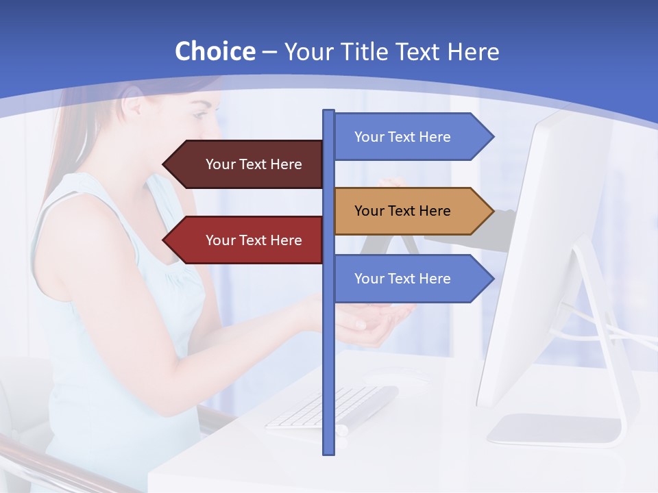 A Woman Is Putting A Shoe On A Computer Screen PowerPoint Template