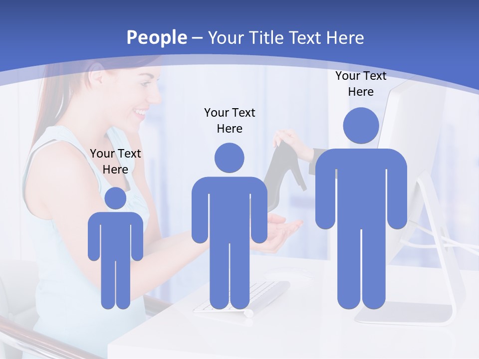 A Woman Is Putting A Shoe On A Computer Screen PowerPoint Template